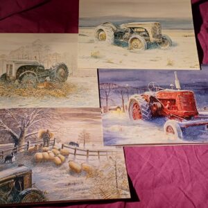 Selection of Christmas cards. Features vintage tactors by artist, Philip Oliver.